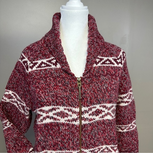 Eddie Bauer Women’s Goose Logo Heavyweight Knit Zip Jacket Cardigan Red Medium - Picture 5 of 13